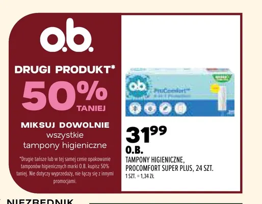 Tampony higieniczne ProComfort Super Plus O.B. promocja w Drogerie Natura