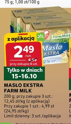Masło ekstra Farm Milk promocja w Stokrotka