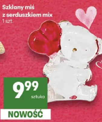 Szklany miś z serduszkiem mix promocja w Delikatesy Centrum
