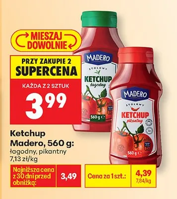 Ketchup Madero łagodny, pikantny promocja w Biedronka