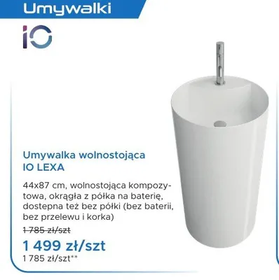 Umywalka wolnostojąca IO LEXA promocja w Blu Salony Łazienek