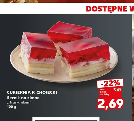 Sernik na zimno z truskawkami Cukiernia P. Chojecki promocja w Kaufland