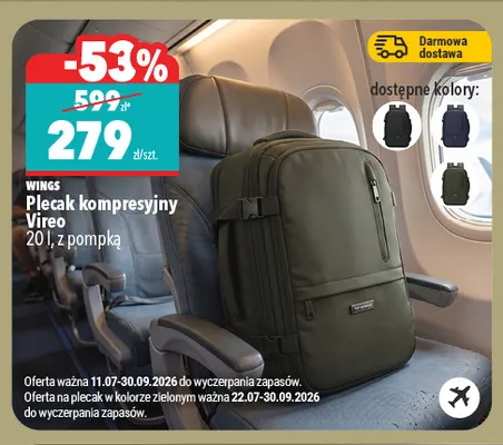 Plecak kompresyjny Wings Vireo 20 l z pompką promocja w Biedronka Home