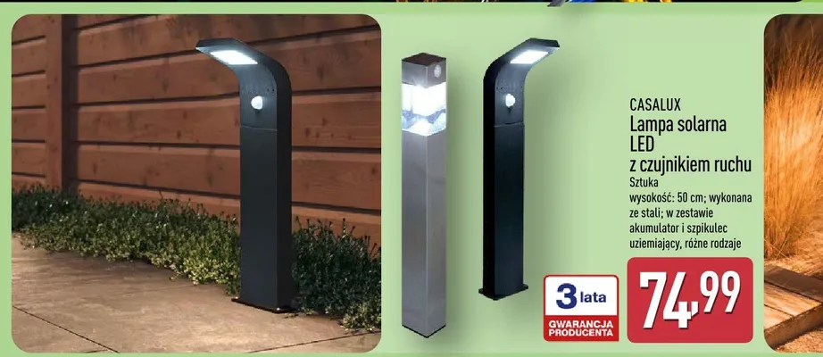 Lampa solarna LED z czujnikiem ruchu promocja w Aldi