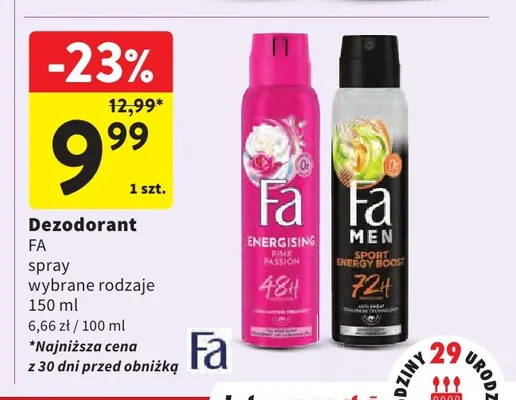 Dezodorant spray Men Sport Energy Boost Fa promocja w Intermarche