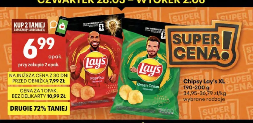 Chipsy Lay's XL Paprika promocja w Delikatesy Centrum