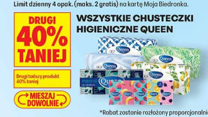 Chusteczki higieniczne Queen promocja w Biedronka