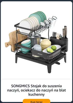 Stojak do suszenia naczyń SONGMICS ociekacz do naczyń na blat kuchenny promocja w Amazon