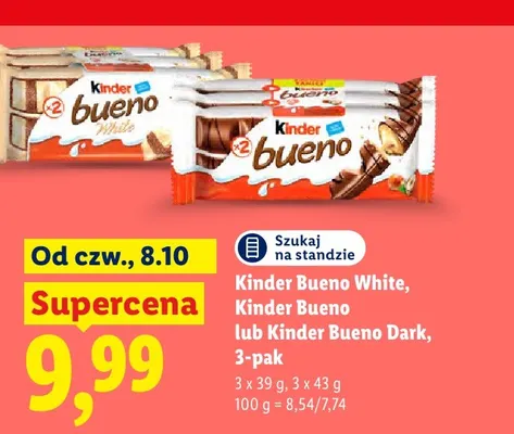 Wafle Kinder Bueno Dark 3-pak promocja w Lidl