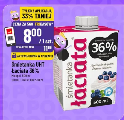 Śmietanka UHT łaciate 36% promocja w POLOmarket