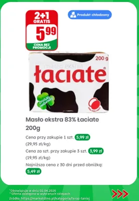 Masło ekstra 83%  promocja w Dino