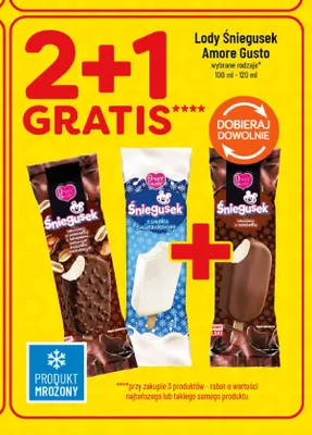 Lody na patyku Śniegusek Amore Gusto waniliowe w czekoladzie z orzechami promocja w POLOmarket