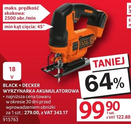 Wyrzynarka akumulatorowa Black + Decker promocja w Selgros