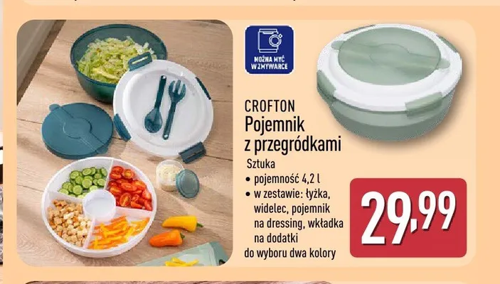 Pojemnik z przegródkami Crofton 4,2 l zielony promocja w Aldi