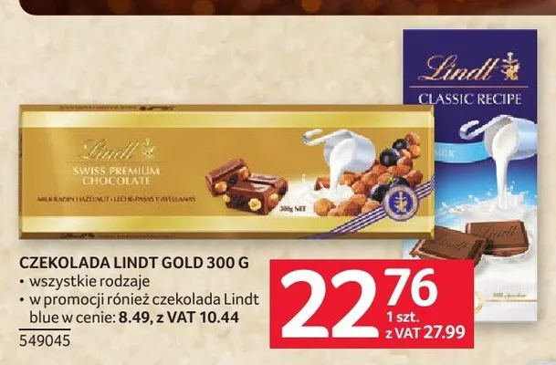 Czekolada Lindt Gold promocja w Selgros