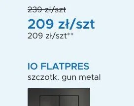 Przycisk spłukujący IO FLATPRES szczotkowana miedź promocja w Blu Salony Łazienek