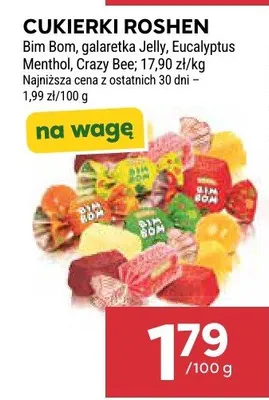 Cukierki Bim Bom, galaretka Jelly, Eucalyptus Menthol, Crazy Bee promocja w Stokrotka