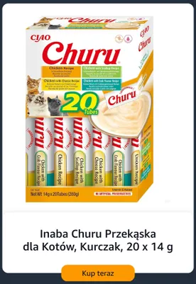 Przekąska dla kotów Inaba Churu Kurczak 20-pak 14 g promocja w Amazon