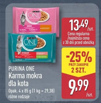 Karma mokra dla kota Purina One promocja w Aldi