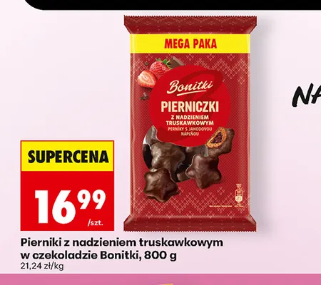 Pierniki z nadzieniem truskawkowym w czekoladzie Bonitki promocja w Biedronka