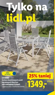 Zestaw aluminiowych mebli ogrodowych Houston: stół rozkładany i 6 foteli promocja w Lidl