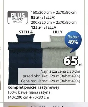 Komplet pościeli satynowej LILLY promocja w Jysk