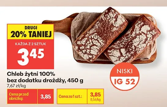 Chleb żytni 100% bez dodatku drożdży promocja w Biedronka