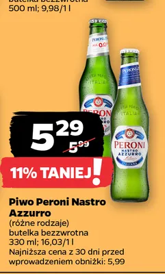 Piwo bezalkoholowe Peroni Nastro Azzurro promocja w Netto