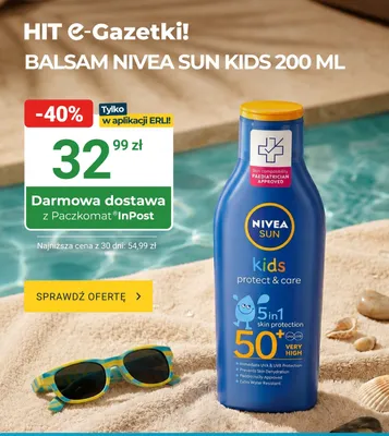 Balsam Nivea Sun Kids 50+ promocja w ERLI