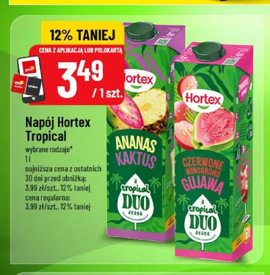 Napój Hortex Tropical Duo Czerwone Winogrono Gujawa promocja w POLOmarket