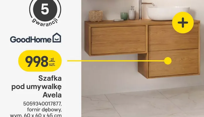 Szafka pod umywalkę Avela promocja w Castorama