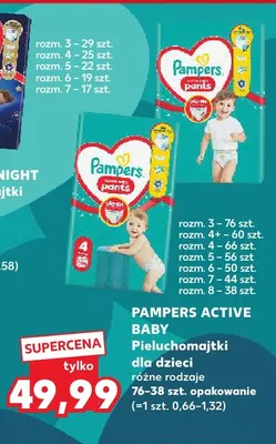 Pieluchomajtki dla dzieci Pampers Active Baby promocja w Kaufland