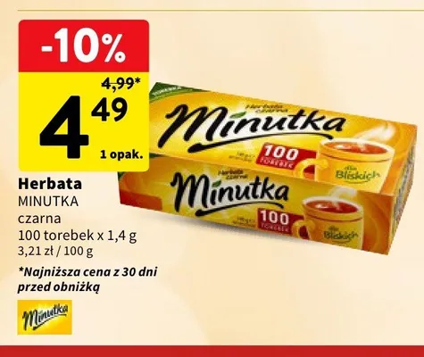 Herbata czarna Minutka promocja w Intermarche