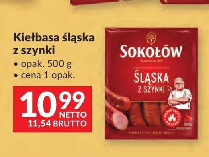 Kiełbasa śląska z szynki Sokołów promocja w Makro