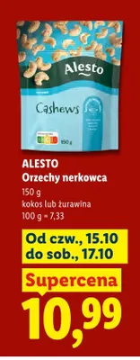 Orzechy nerkowca kokos Alesto promocja w Lidl