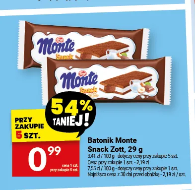 Batonik Monte Snack Zott promocja w Twój Market
