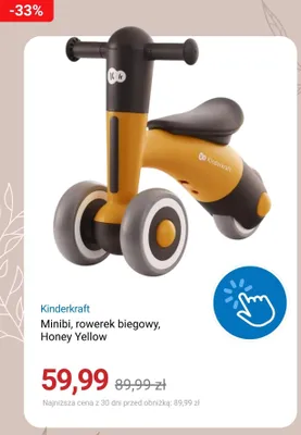Rowerek biegowy Kinderkraft Minibi Honey Yellow promocja w Smyk