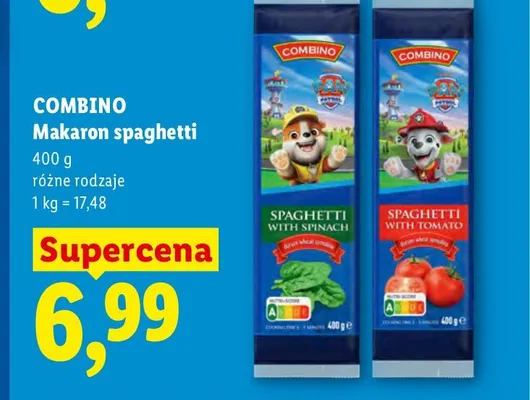Makaron spaghetti ze szpinakiem Combino promocja w Lidl