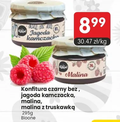 Konfitura czarny bez, jagoda kamczacka, malina, malina z truskawką promocja w Market Point