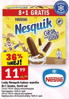 Lody Nesquik kakao-wanilia 8+1 Gratis promocja w Twój Market