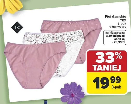 Figi damskie różne wzory 3-pak promocja w Carrefour