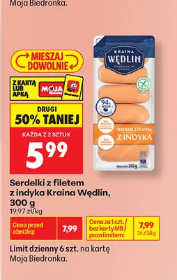 Serdelki z filetem z indyka Kraina Wędlin promocja w Biedronka