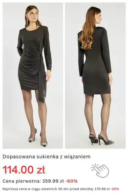 Sukienka dopasowana z wiązaniem promocja w Monnari