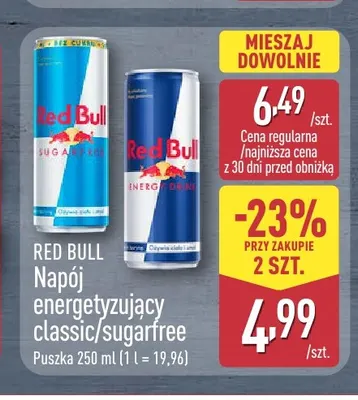 Napój energetyzujący Red Bull sugarfree promocja w Aldi