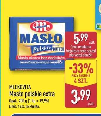 Masło polskie extra Mlekovita promocja w Aldi