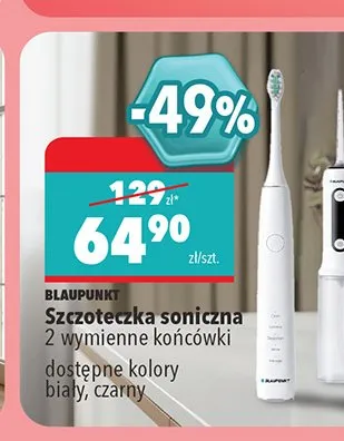 Szczoteczka soniczna do zębów Blaupunkt 2 wymienne końcówki promocja w Biedronka
