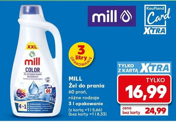 Żel do prania tkanin kolorowych Mill Color różne rodzaje promocja w Kaufland