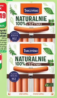Parówki z szynki naturalne Tarczyński promocja w Dino