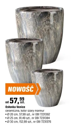 Osłonka Venice ceramiczna, kolor szary marmur promocja w OBI