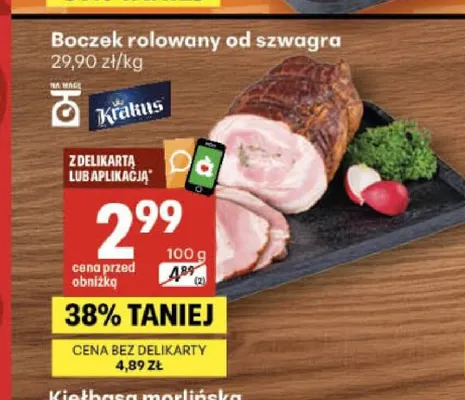 Boczek rolowany od szwagra Krakus promocja w Delikatesy Centrum